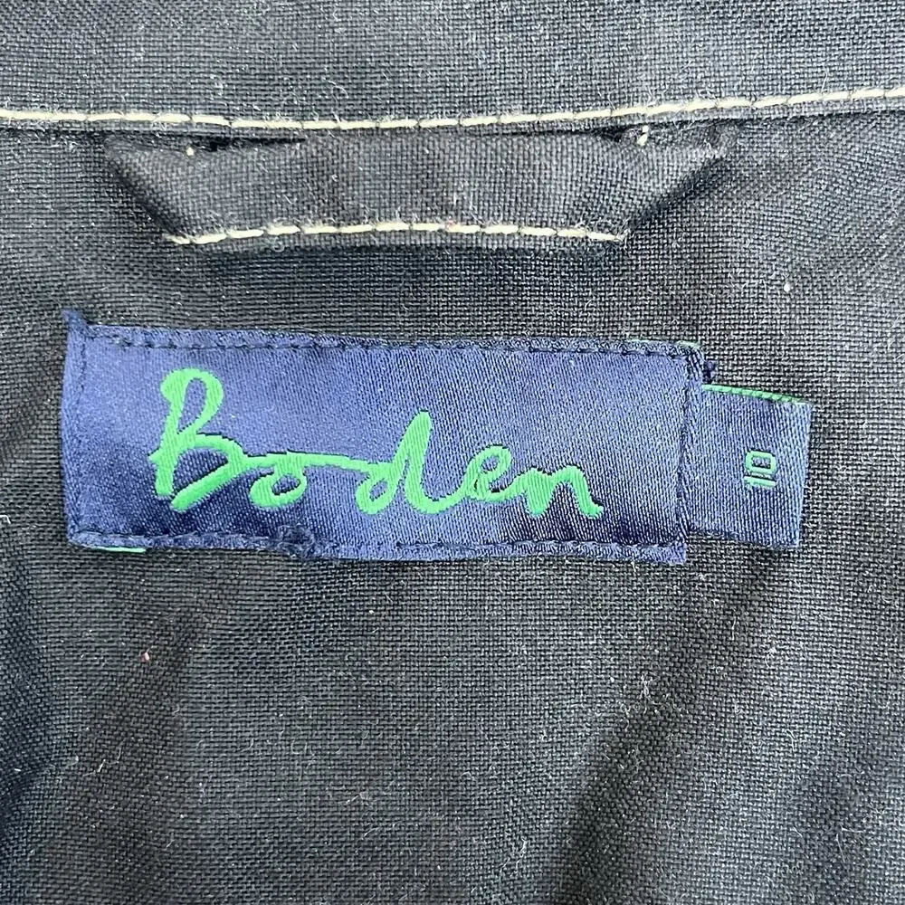 Boden Waxed Cotton Jacket Black Contrast Stitch Utility Pockets Size 10 - Picture 11 of 16